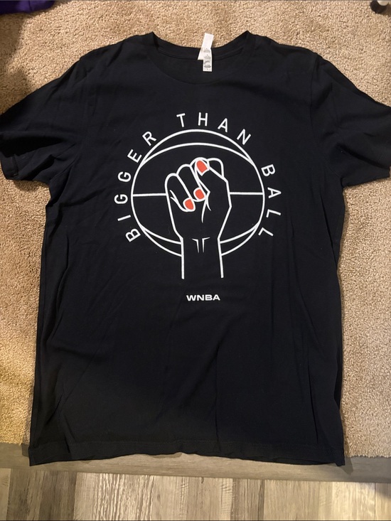 Bella Canvas Tops - Bella Canvas Black Tee with White WNBA Graphic and Red Nail Accents